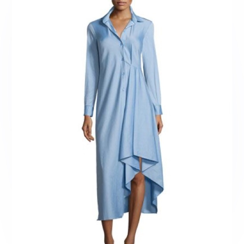 ALEXIS Elegant Blue Asymmetrical Shirt Dress XS - Picture 3 of 10